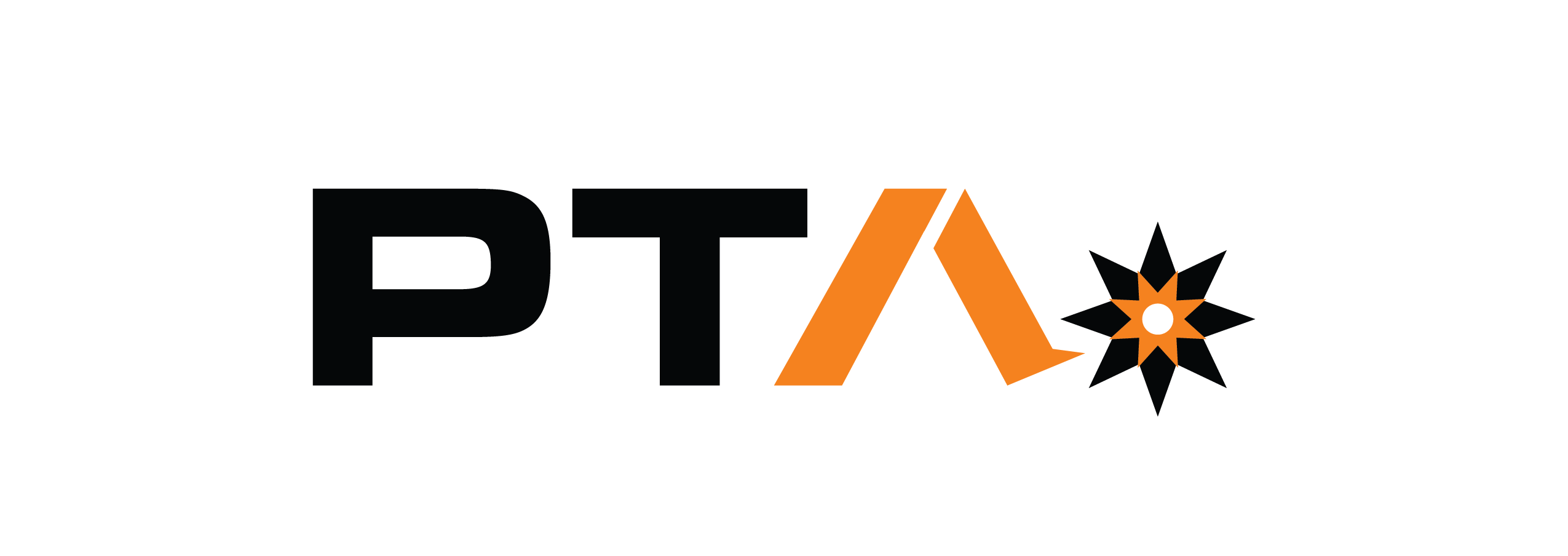 Logotipo de PTA con una letra A naranja y una estrella negra