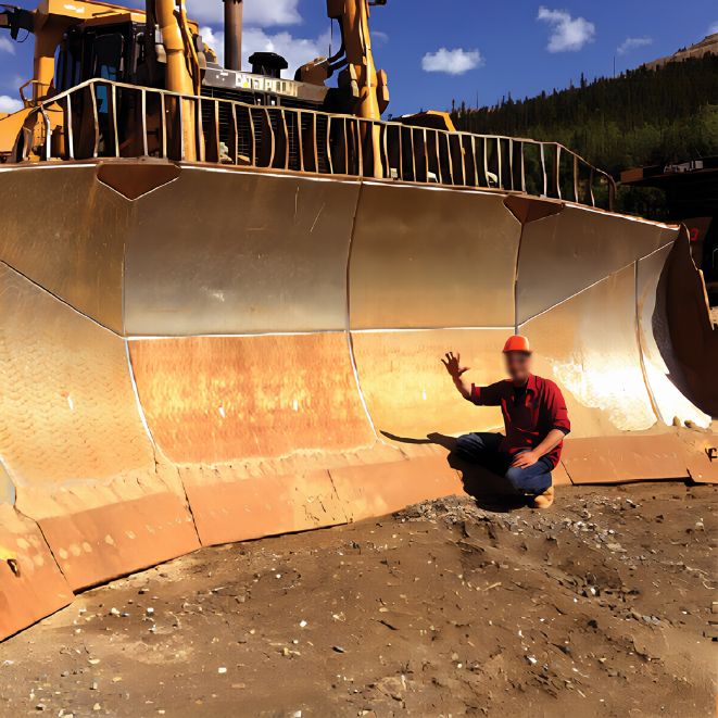 Dozer blade fitted with a CCO RaptorPlate® blade liner package in the Yukon