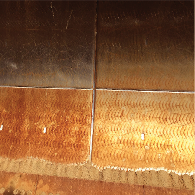 Close-up of the chevron weld pattern on CCO RaptorPlate® blade liner sections